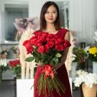 Букет из 51 красной голландской розы 50 см