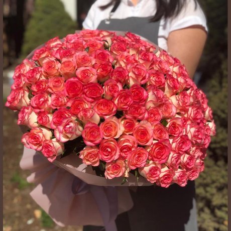 Букет из 101 розовой розы 60 см