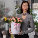 Коробка с розовыми розами "Балерина S"