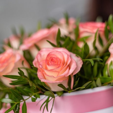 Коробка с розовыми розами "Балерина S"