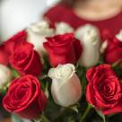 Букет из 101 голландской красно-белой розы 80 см