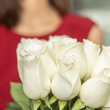 Букет из 51 белой голландской розы 50 см