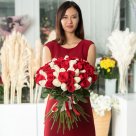 Букет из 75 красно-белой голландской розы 50 см