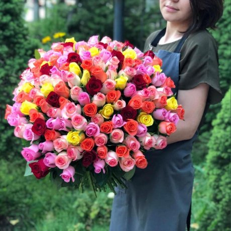 Букет из 201 разноцветной розы 50 см