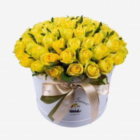 Букет из 75 желтых роз в коробке "Golden Lux"