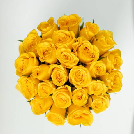 25 желтых роз в черной коробке