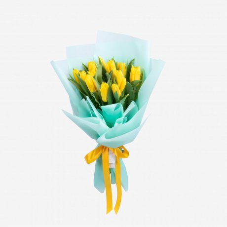 Букет из желтых тюльпанов «Солнечные лучи» XS