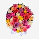 Букет из разноцветных роз в коробке тиффани S