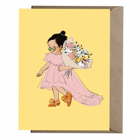 Поздравительная открытка "Девочка с цветами"