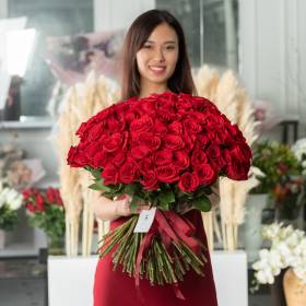 Букет из 201 красной голландской розы 50 см